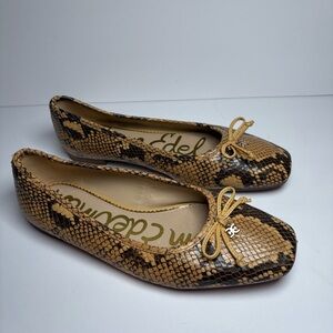 Sam Edelman Size 6.5 M Jillie Ballet Flats Shoe Snake Reptile Square Toe Leather